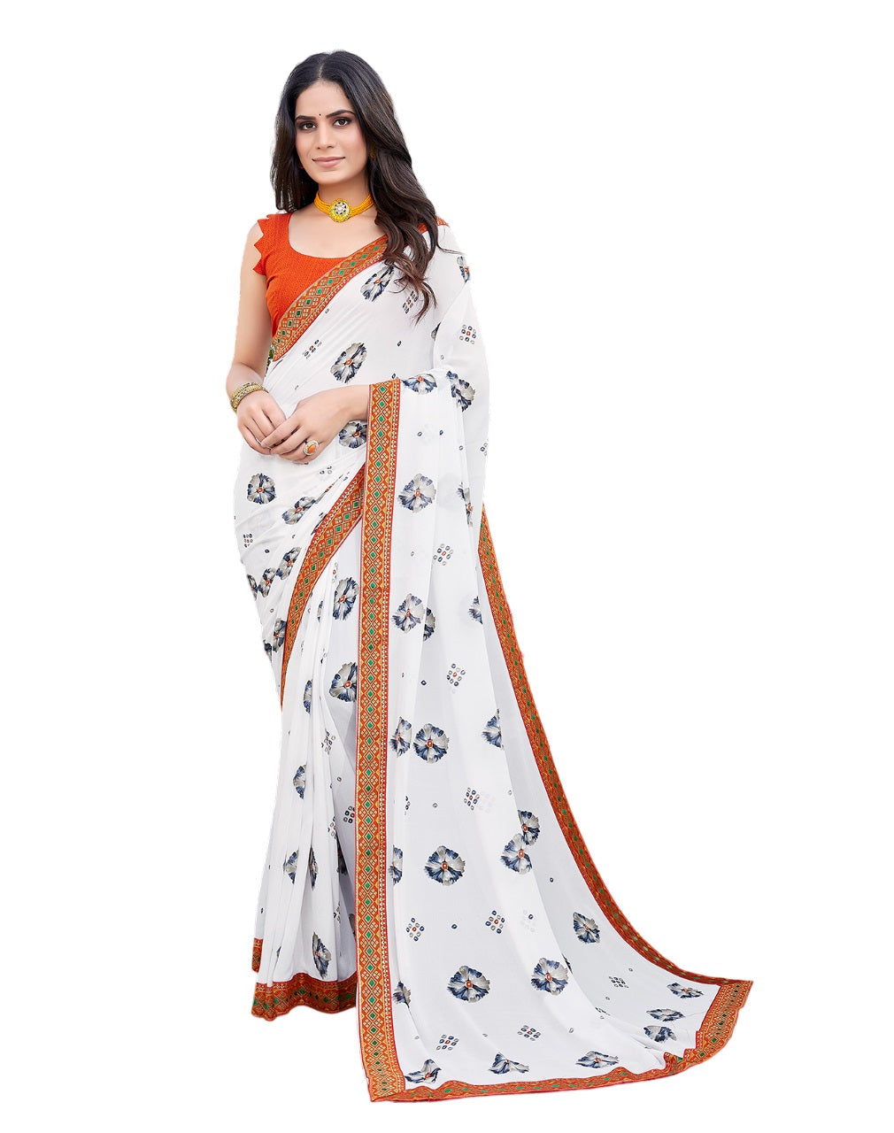 Supikart Elegant Georgette Saree with Blouse Piece