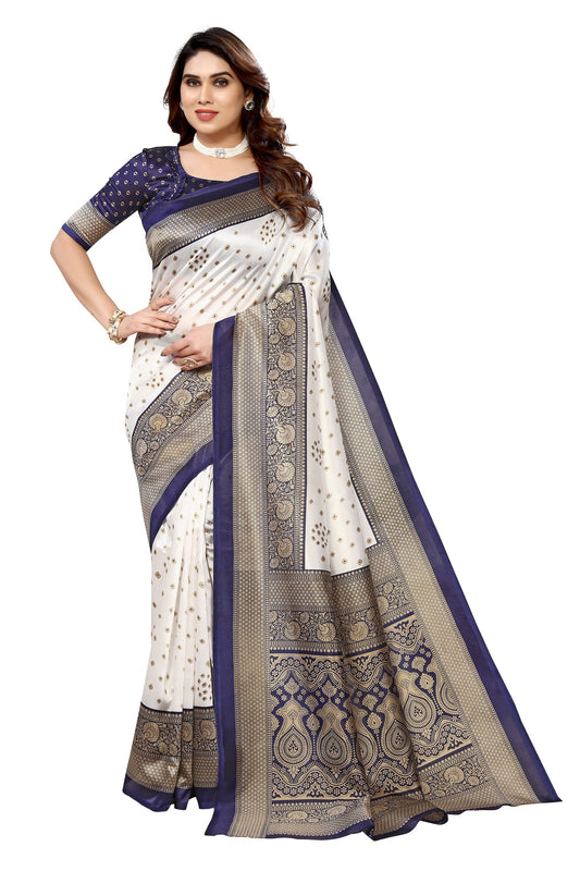 Supikart Printed Art Silk Saree with Blouse