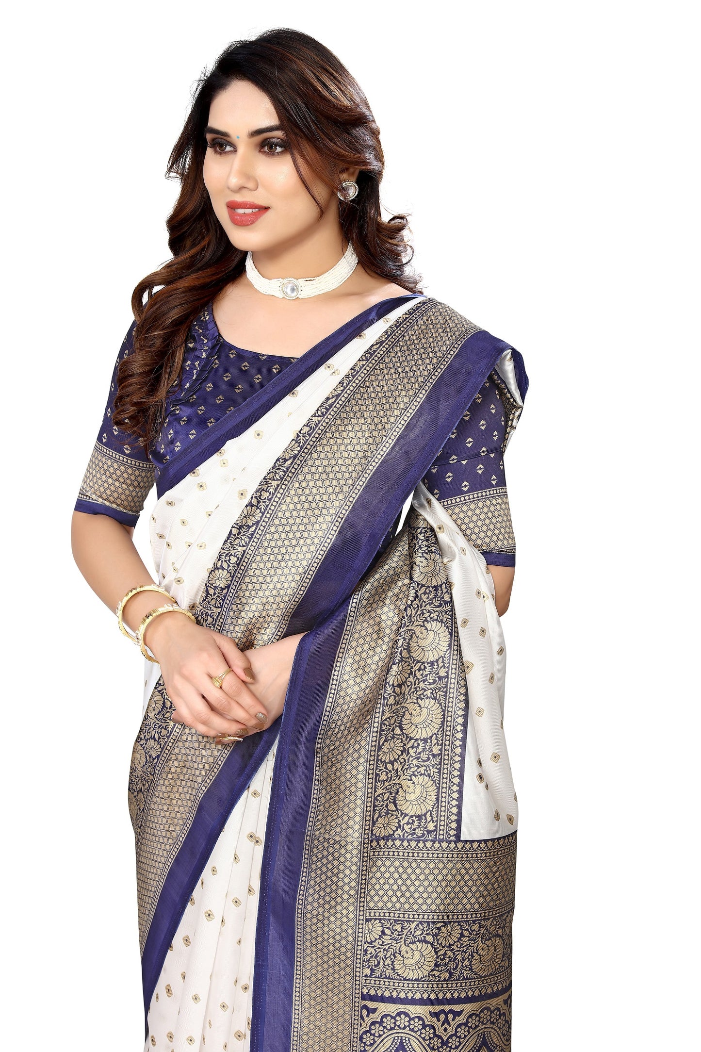 Supikart Printed Art Silk Saree with Blouse