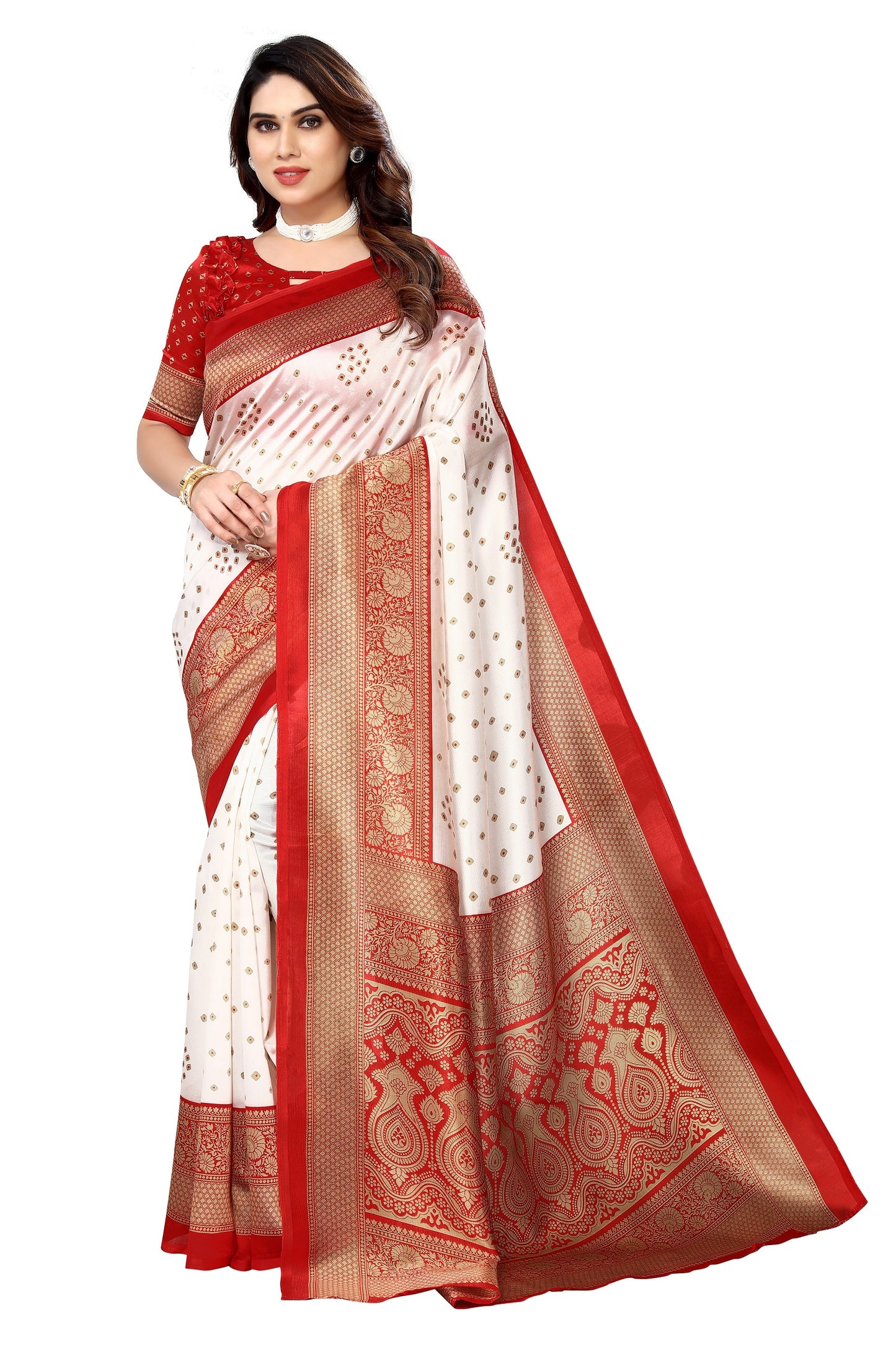 Supikart Printed Art Silk Saree with Blouse