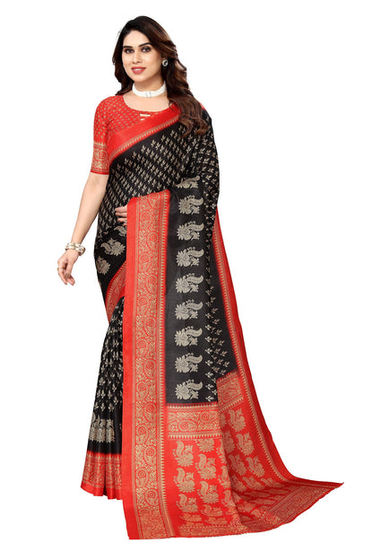 Supikart Printed Art Silk Saree with Blouse