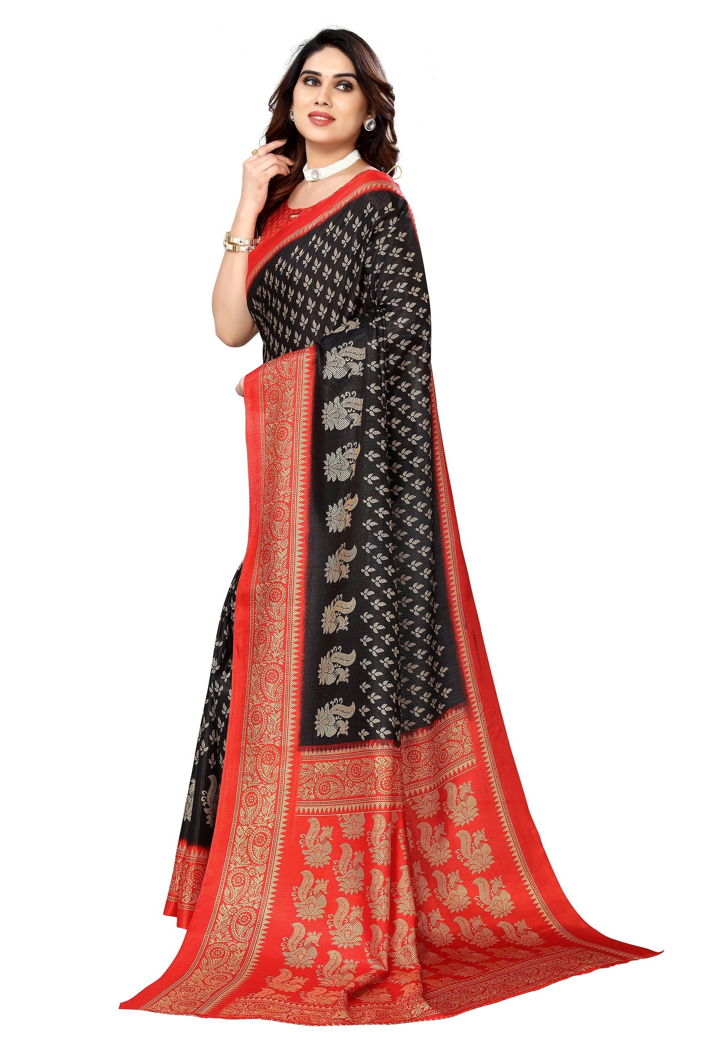 Supikart Printed Art Silk Saree with Blouse