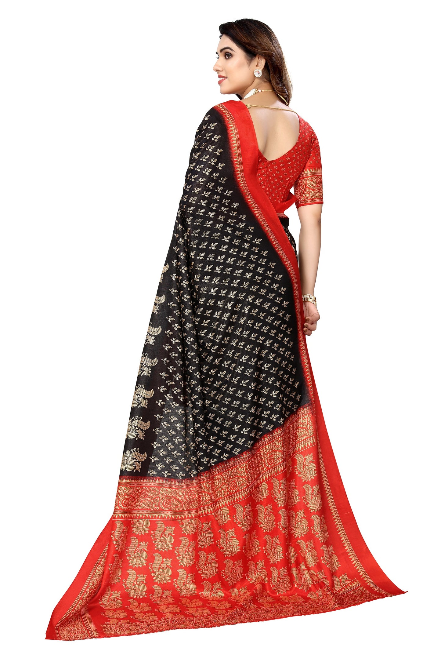 Supikart Printed Art Silk Saree with Blouse