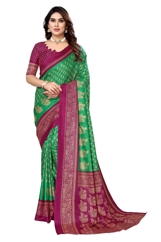 Supikart Printed Art Silk Saree with Blouse