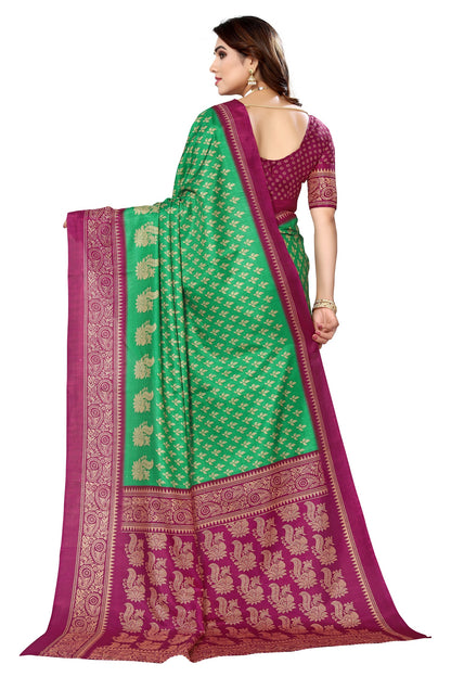 Supikart Printed Art Silk Saree with Blouse