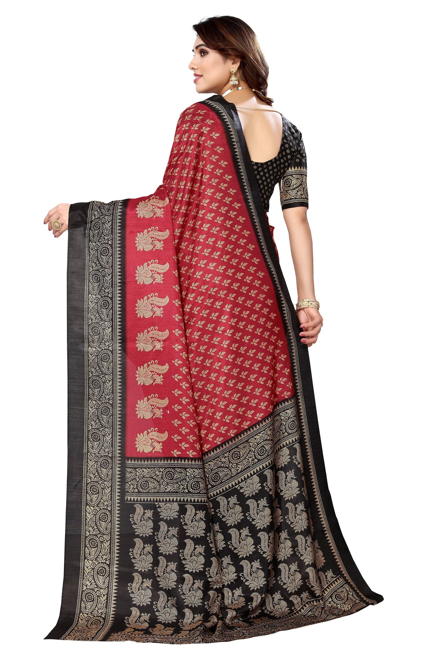 Supikart Printed Art Silk Saree with Blouse