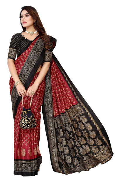 Supikart Printed Art Silk Saree with Blouse