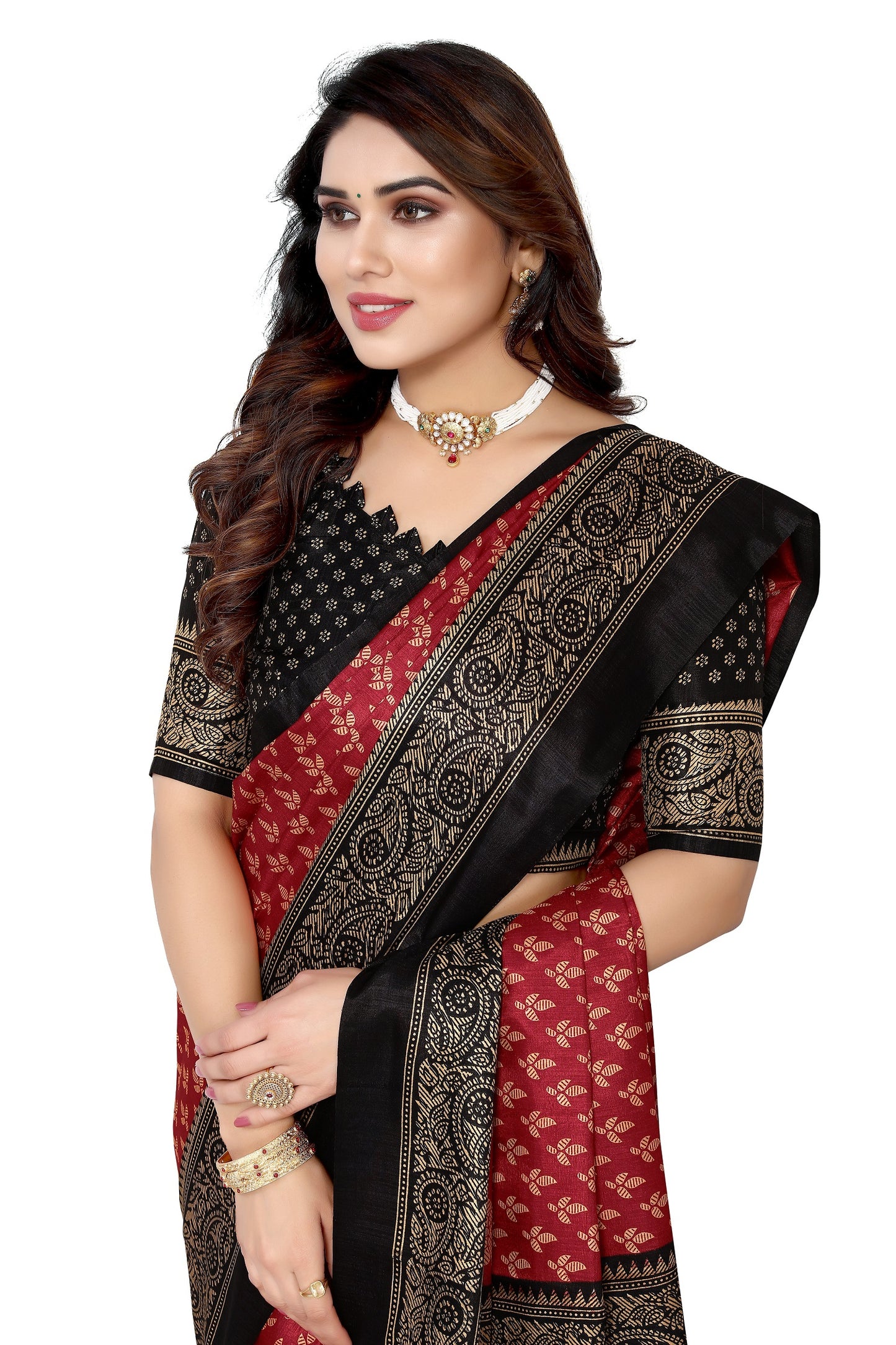 Supikart Printed Art Silk Saree with Blouse