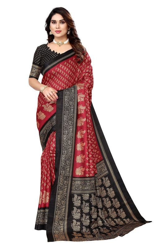 Supikart Printed Art Silk Saree with Blouse