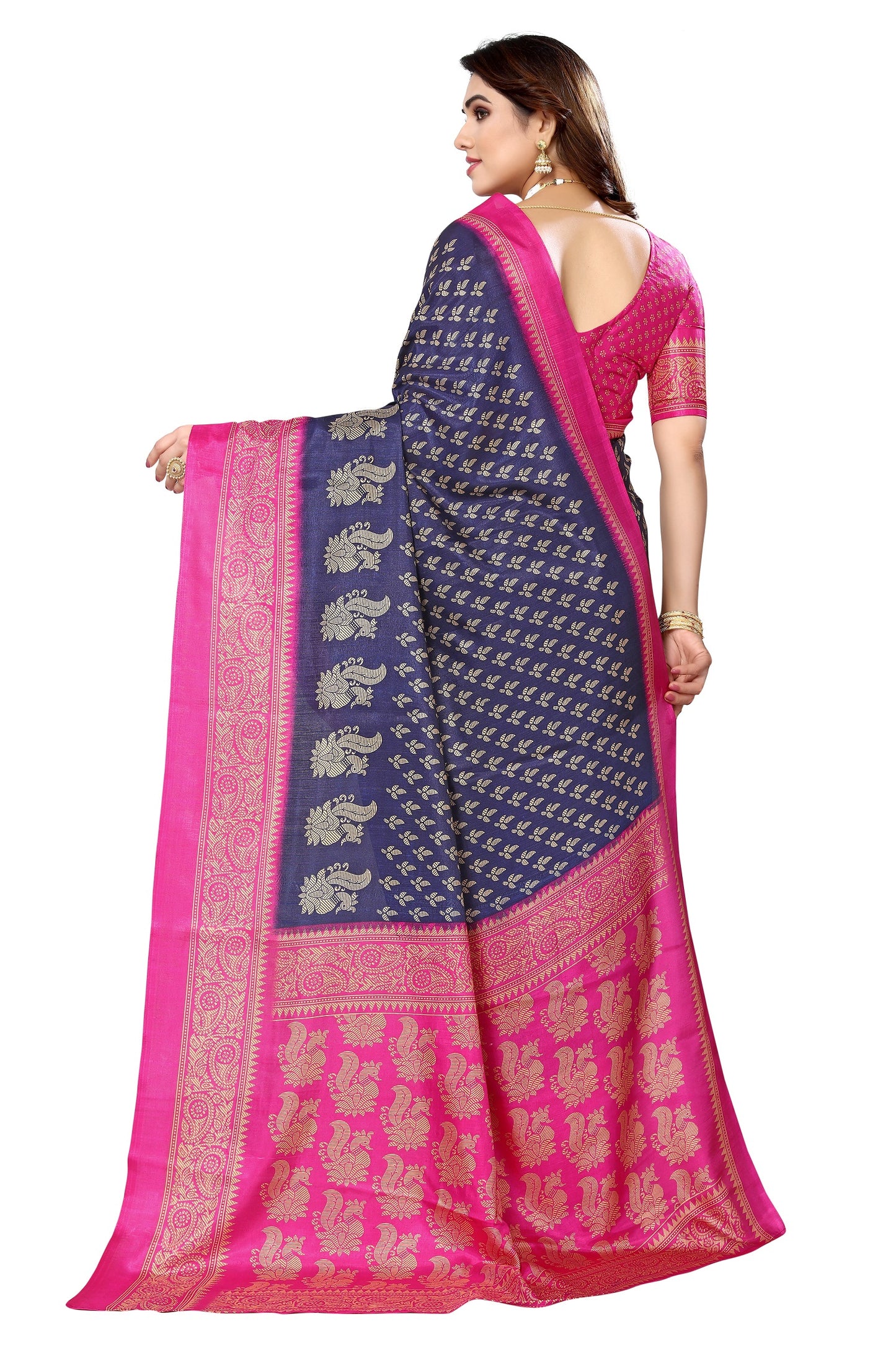 Supikart Printed Art Silk Saree with Blouse