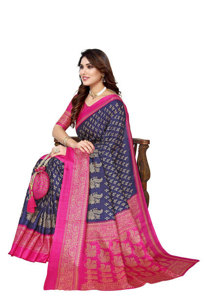 Supikart Printed Art Silk Saree with Blouse