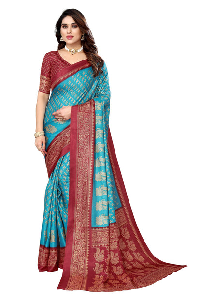 Supikart Printed Art Silk Saree with Blouse