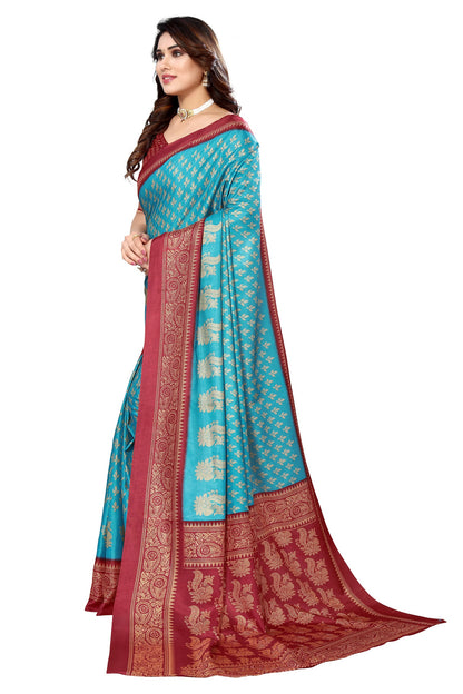 Supikart Printed Art Silk Saree with Blouse