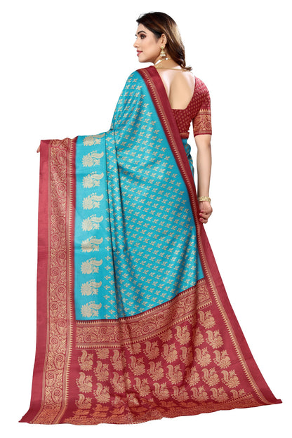 Supikart Printed Art Silk Saree with Blouse