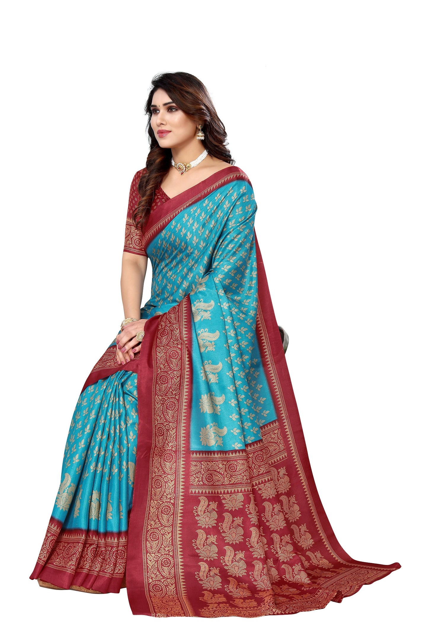 Supikart Printed Art Silk Saree with Blouse