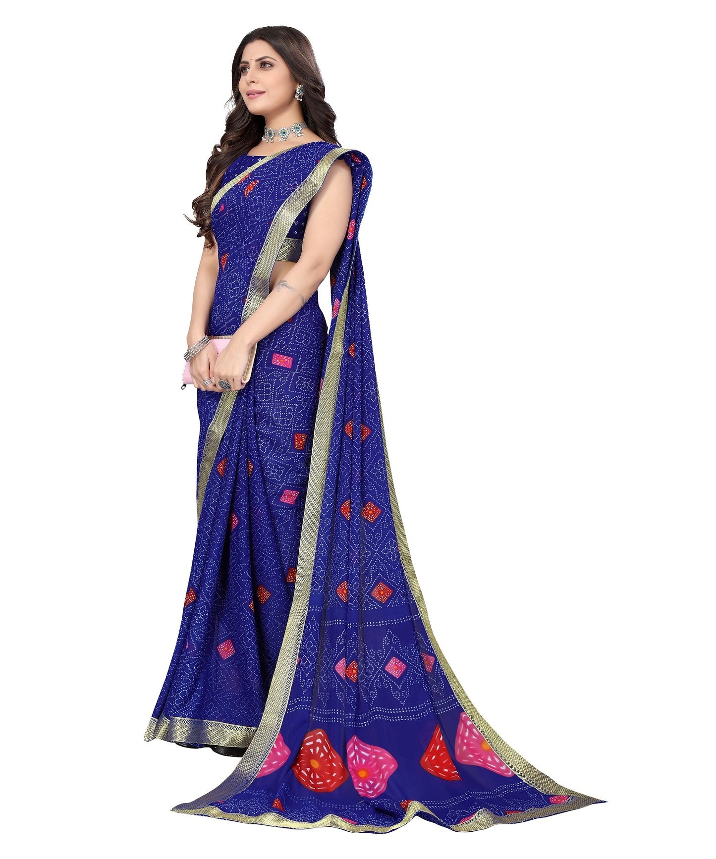 Supikart Elegant Georgette Saree with Blouse Piece