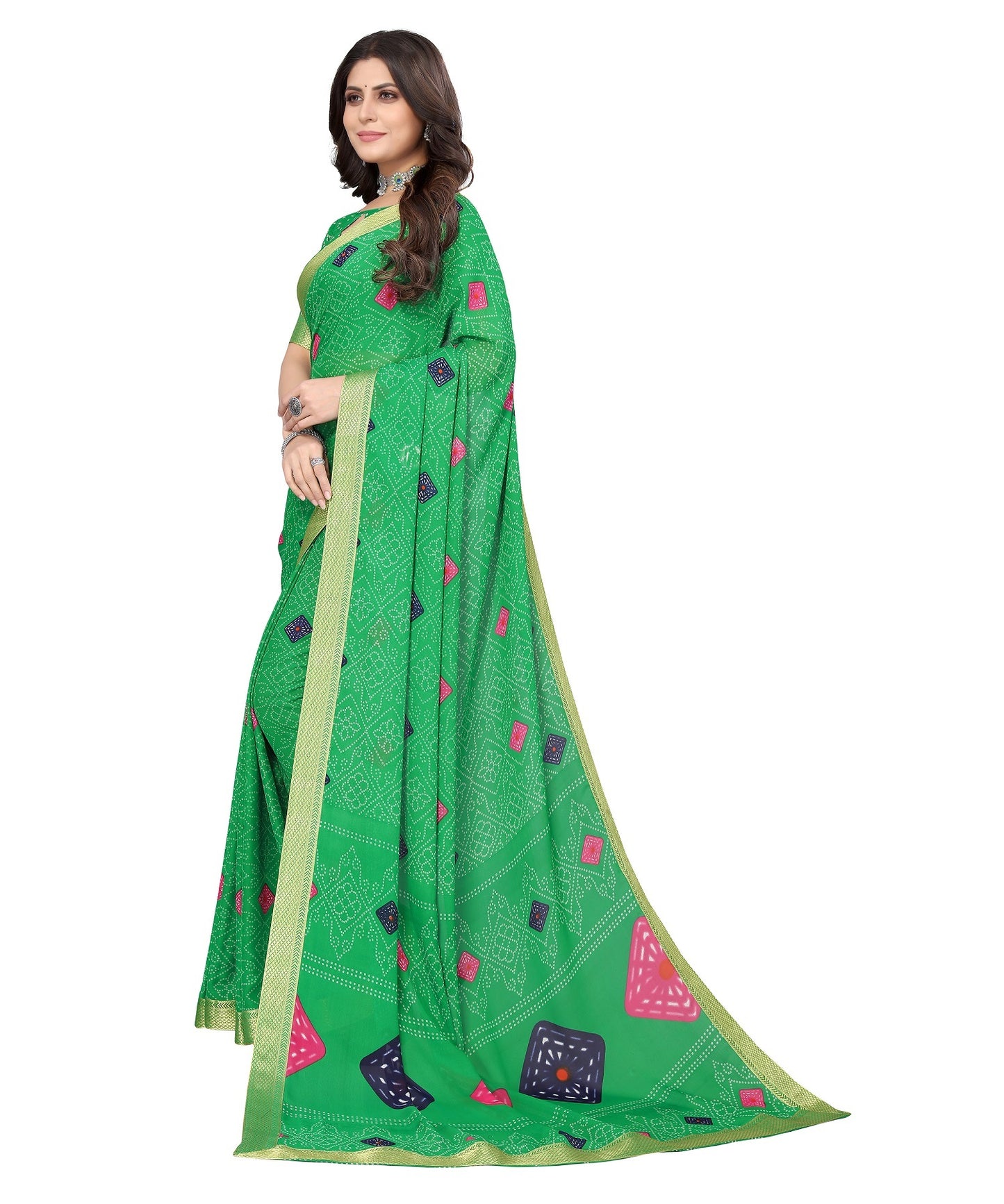 Supikart Elegant Georgette Saree with Blouse Piece