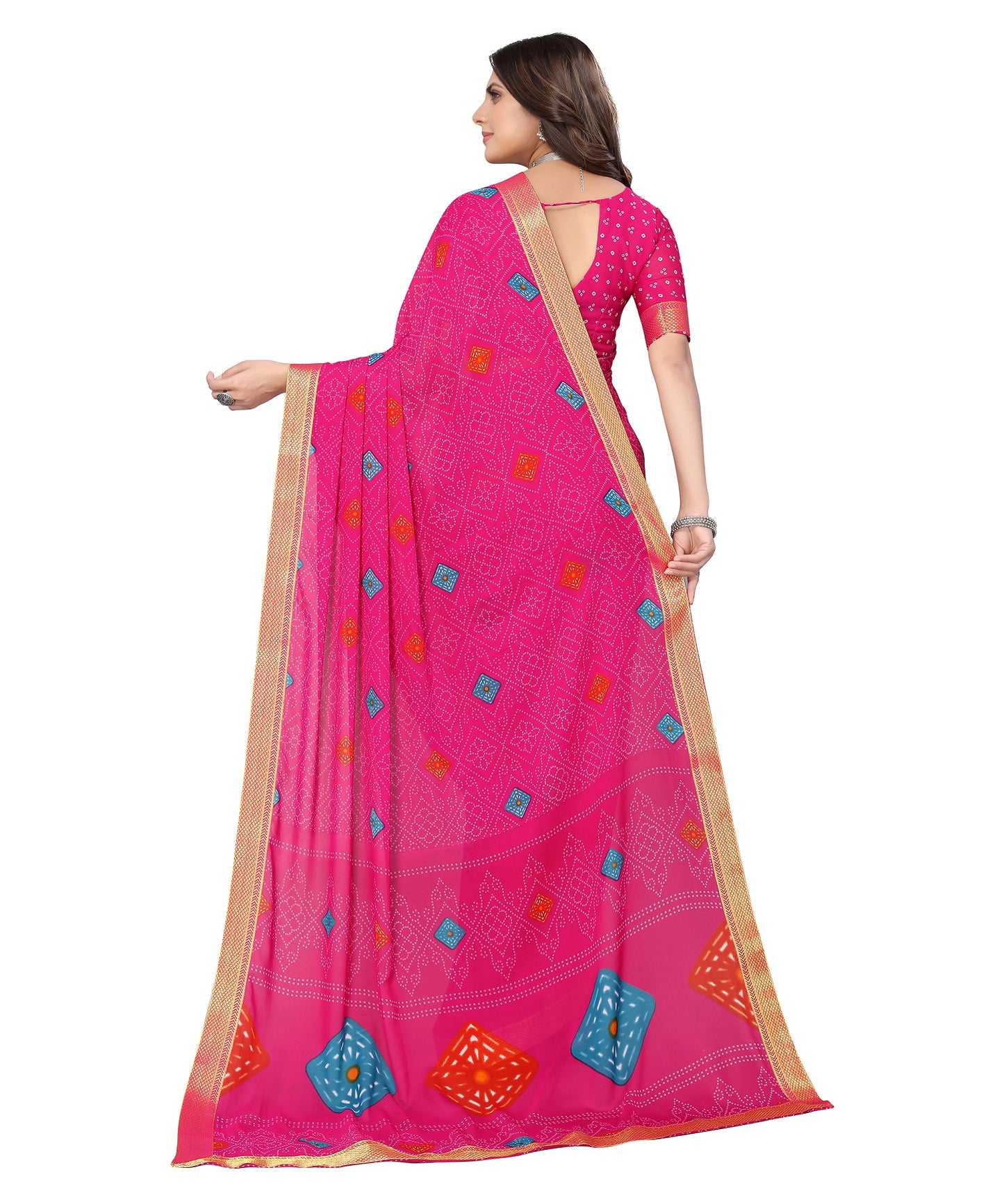 Supikart Elegant Georgette Saree with Blouse Piece