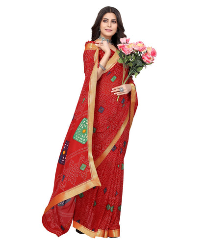 Supikart Elegant Georgette Saree with Blouse Piece