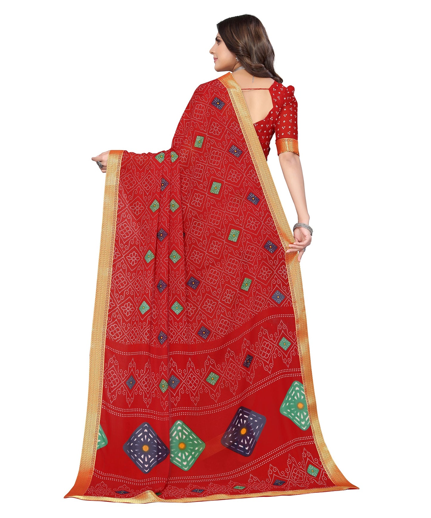 Supikart Elegant Georgette Saree with Blouse Piece