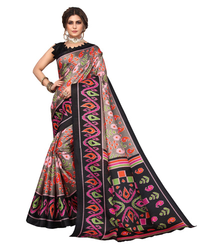 Ethnic Fire Black Printed Litchi Art Silk Saree – Elegant Traditional Wear (Copy)