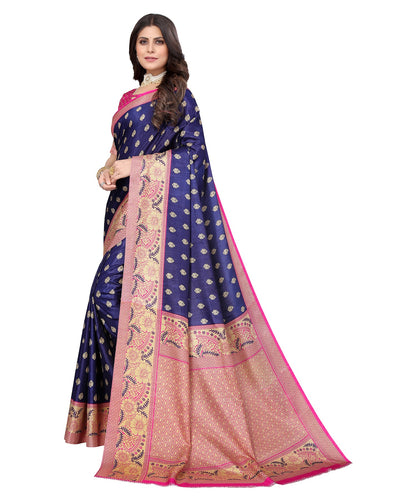 Ethnic Fire Navy Blue Printed Litchi Art Silk Saree – Elegant Traditional Wear (Copy)