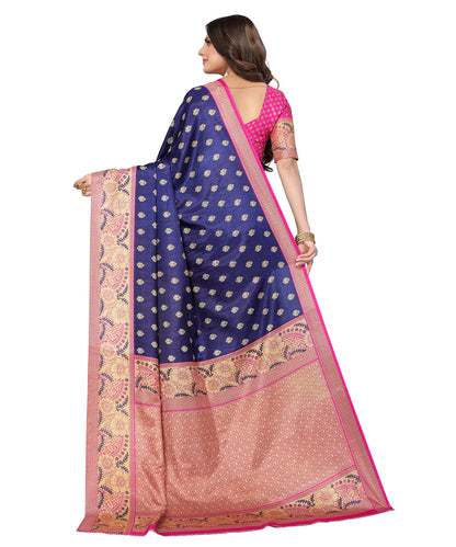 Ethnic Fire Navy Blue Printed Litchi Art Silk Saree – Elegant Traditional Wear (Copy)