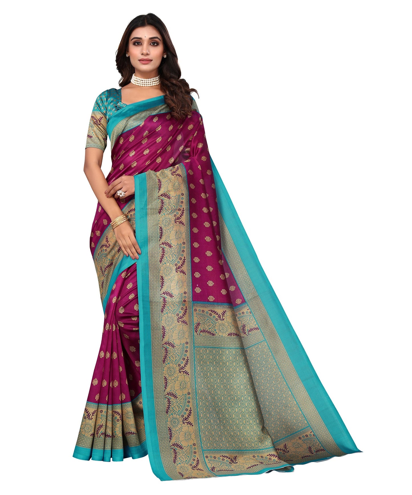 Ethnic Fire Purple Printed Litchi Art Silk Saree – Elegant Traditional Wear