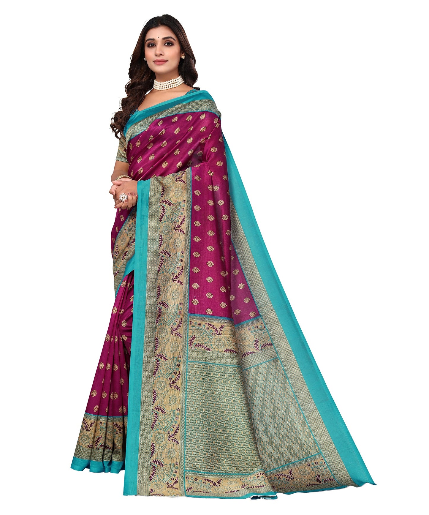 Ethnic Fire Purple Printed Litchi Art Silk Saree – Elegant Traditional Wear