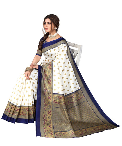 Supikart Printed Art Silk Saree with Blouse