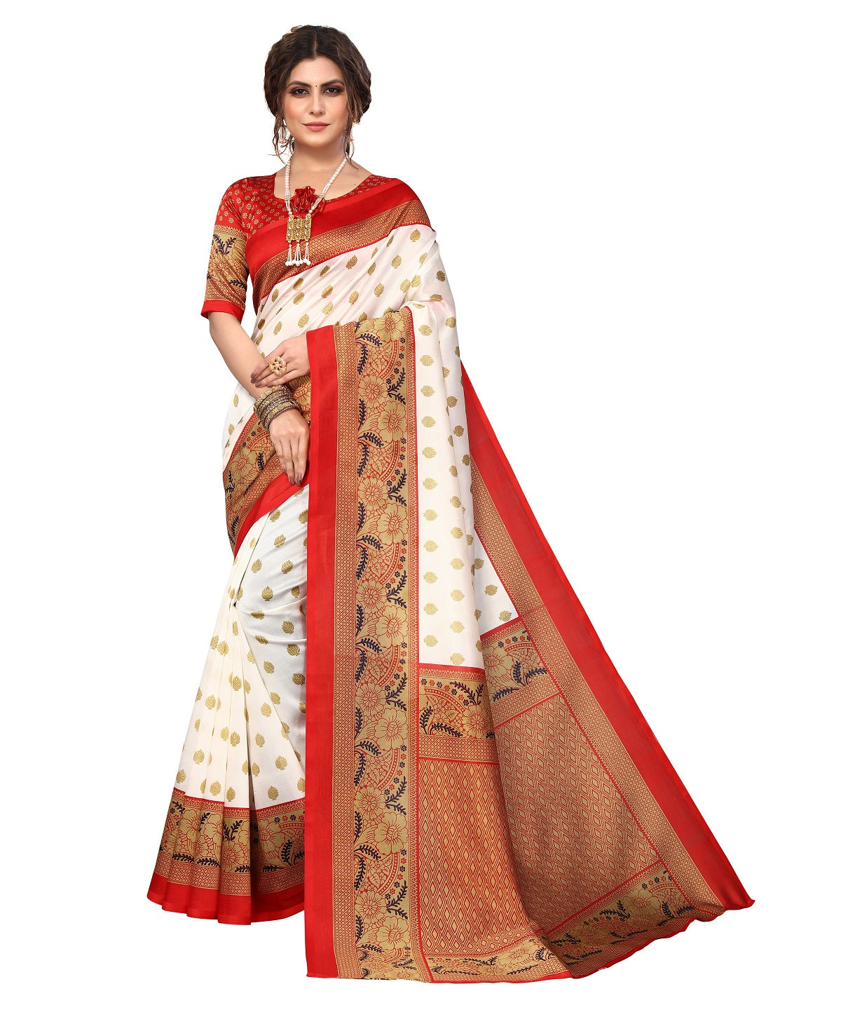 Supikart Printed Art Silk Saree with Blouse