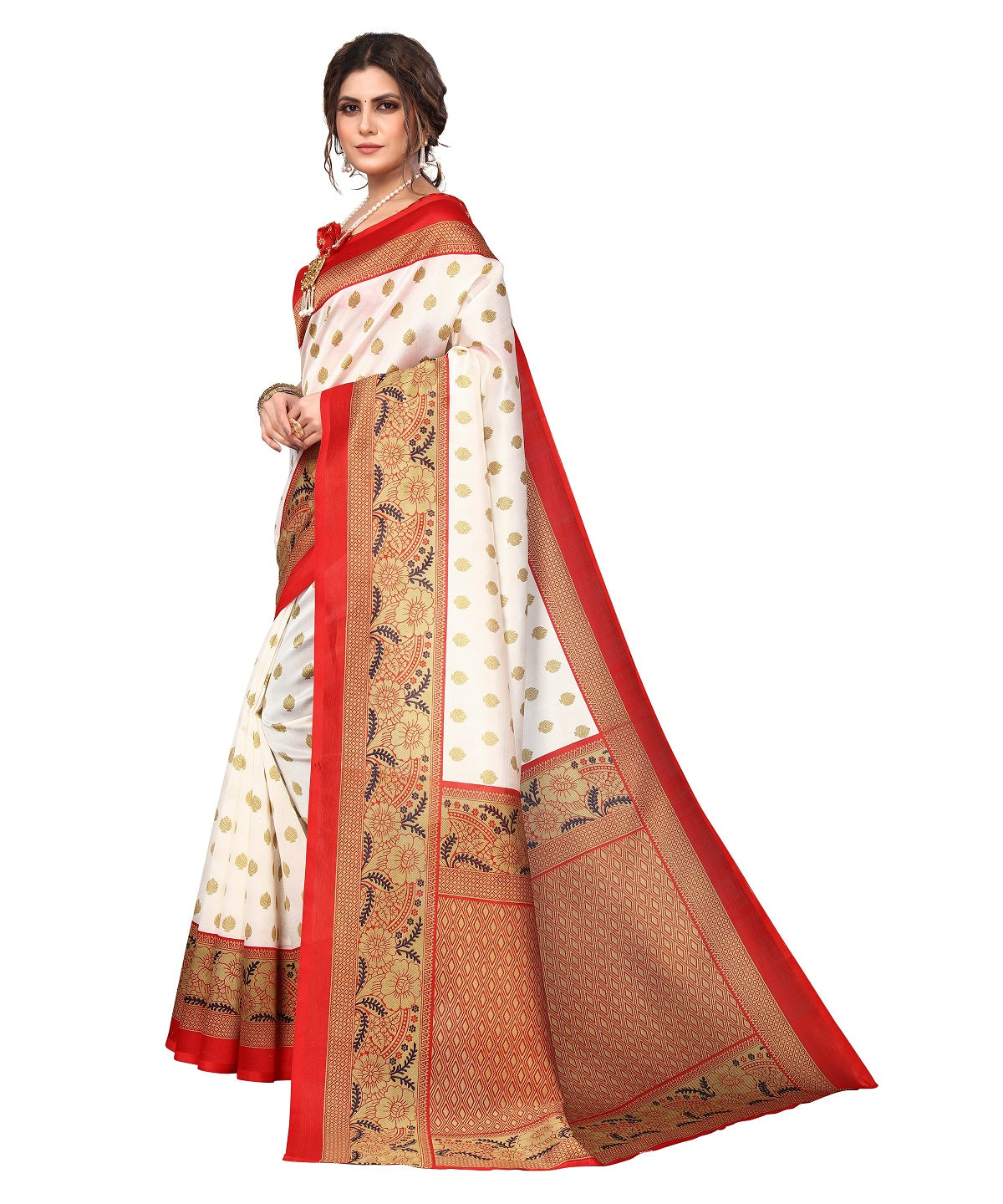 Supikart Printed Art Silk Saree with Blouse