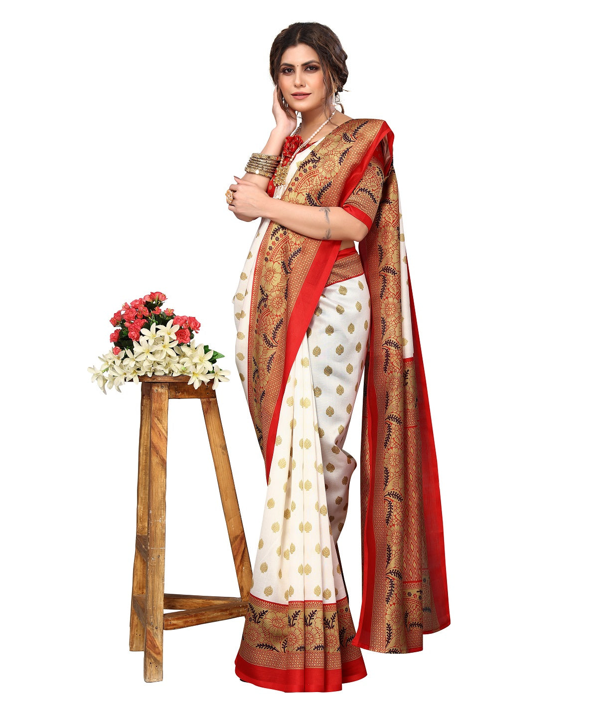 Supikart Printed Art Silk Saree with Blouse