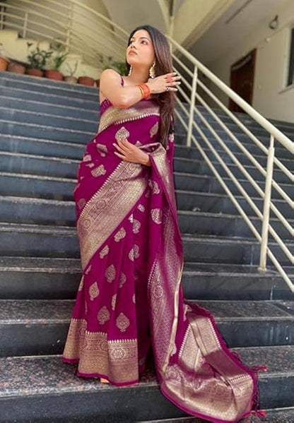 Banarasi Jacquard Saree With Blouse