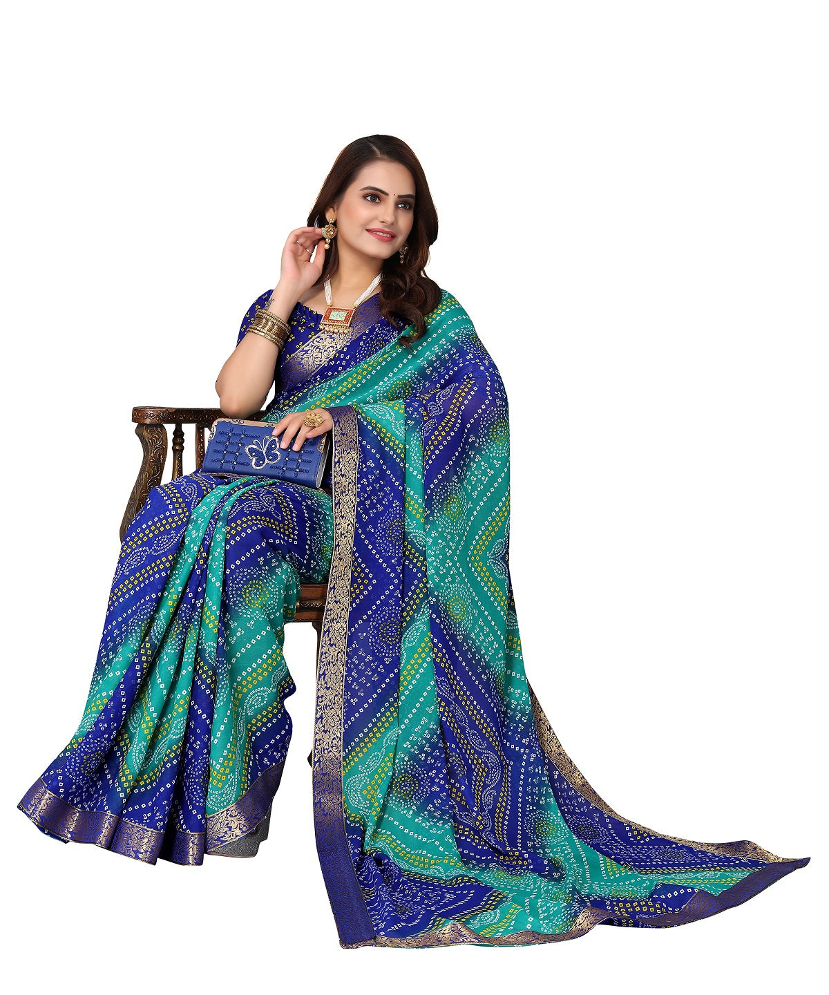 Supikart Elegant Georgette Saree with Blouse Piece