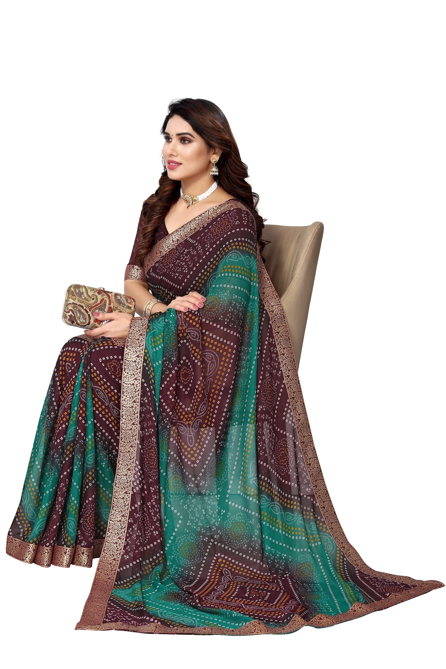 Supikart Elegant Georgette Saree with Blouse Piece