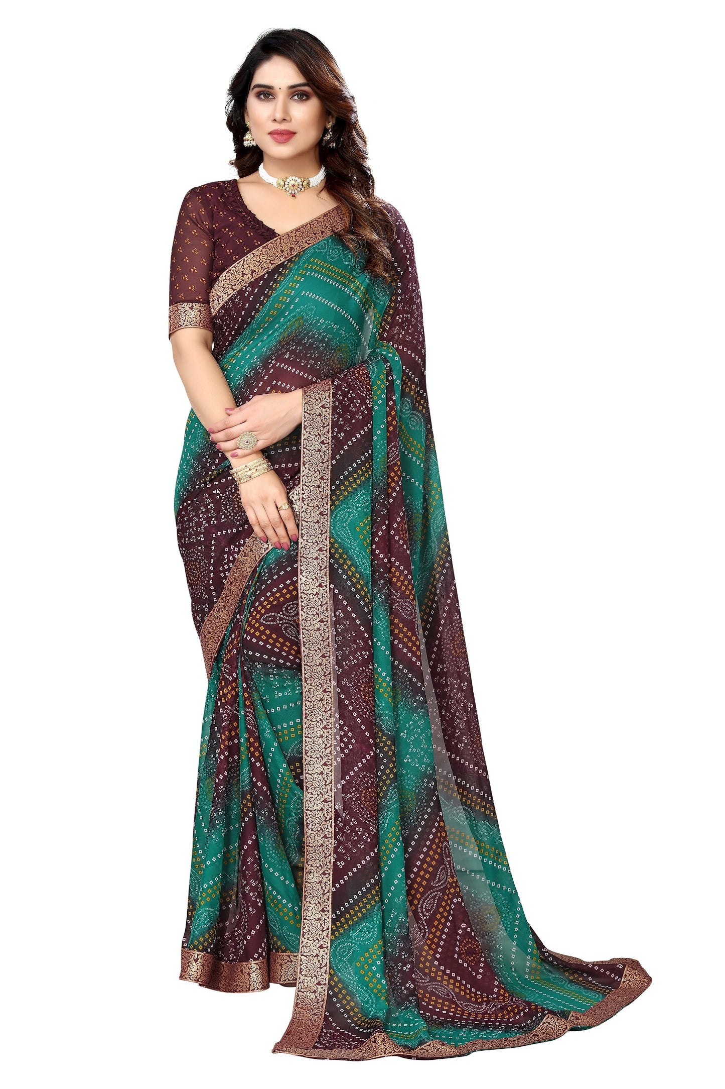 Supikart Elegant Georgette Saree with Blouse Piece