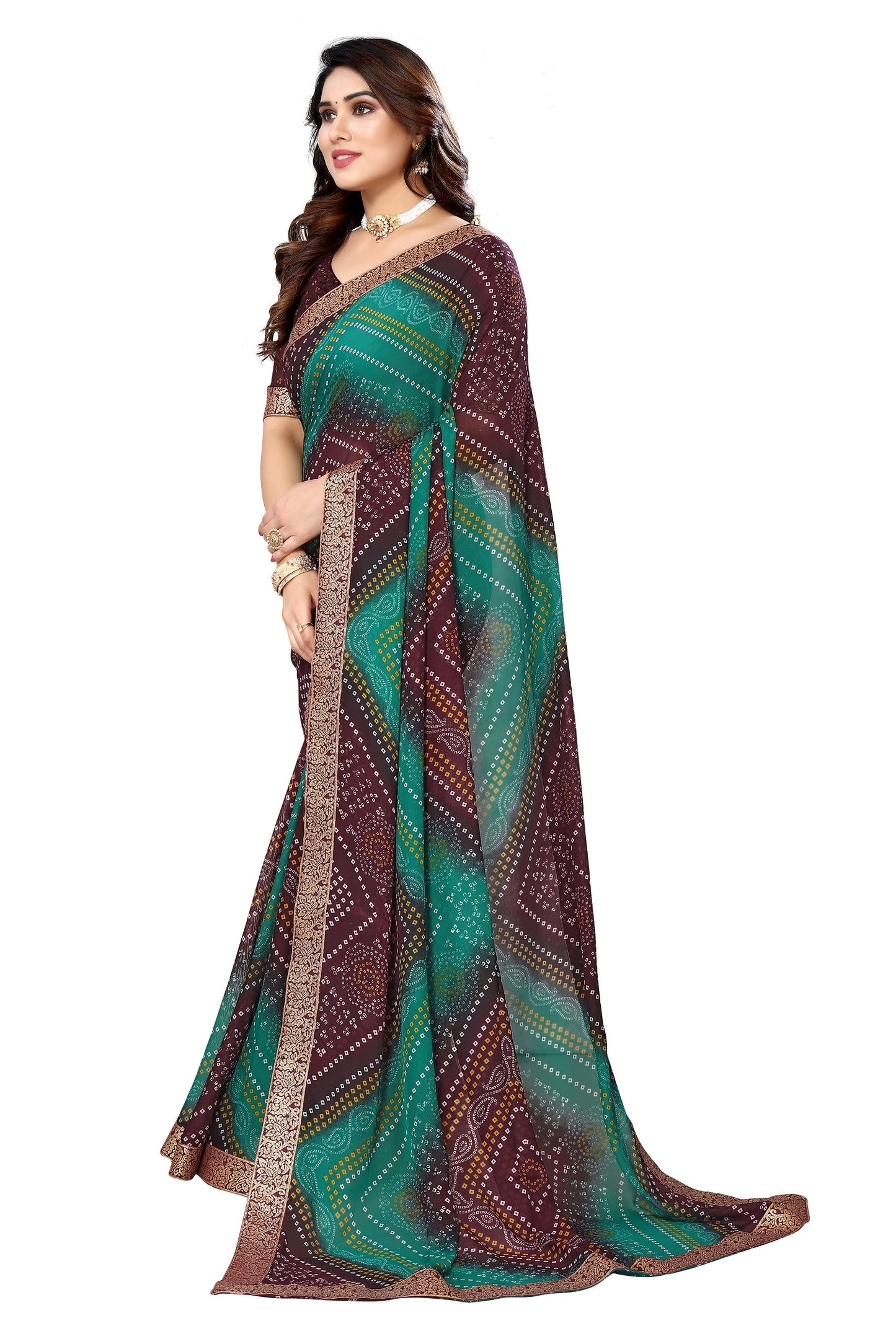 Supikart Elegant Georgette Saree with Blouse Piece