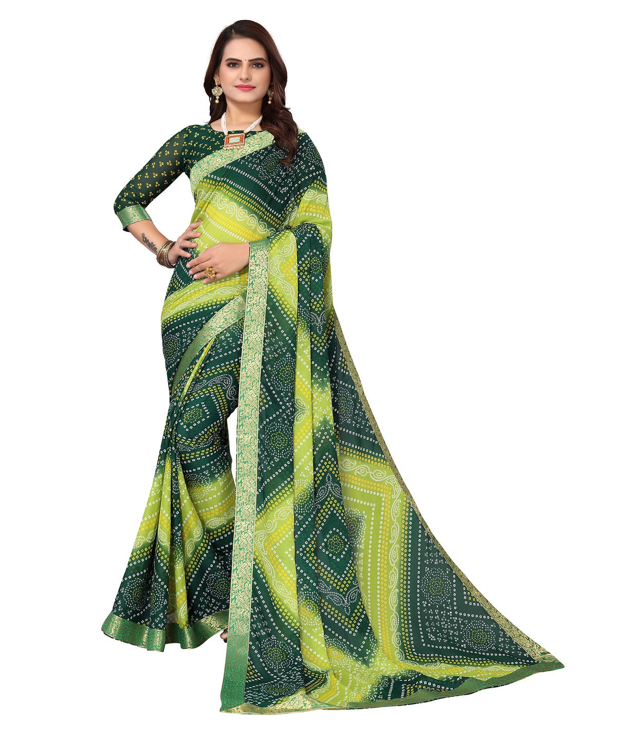 Supikart Elegant Georgette Saree with Blouse Piece