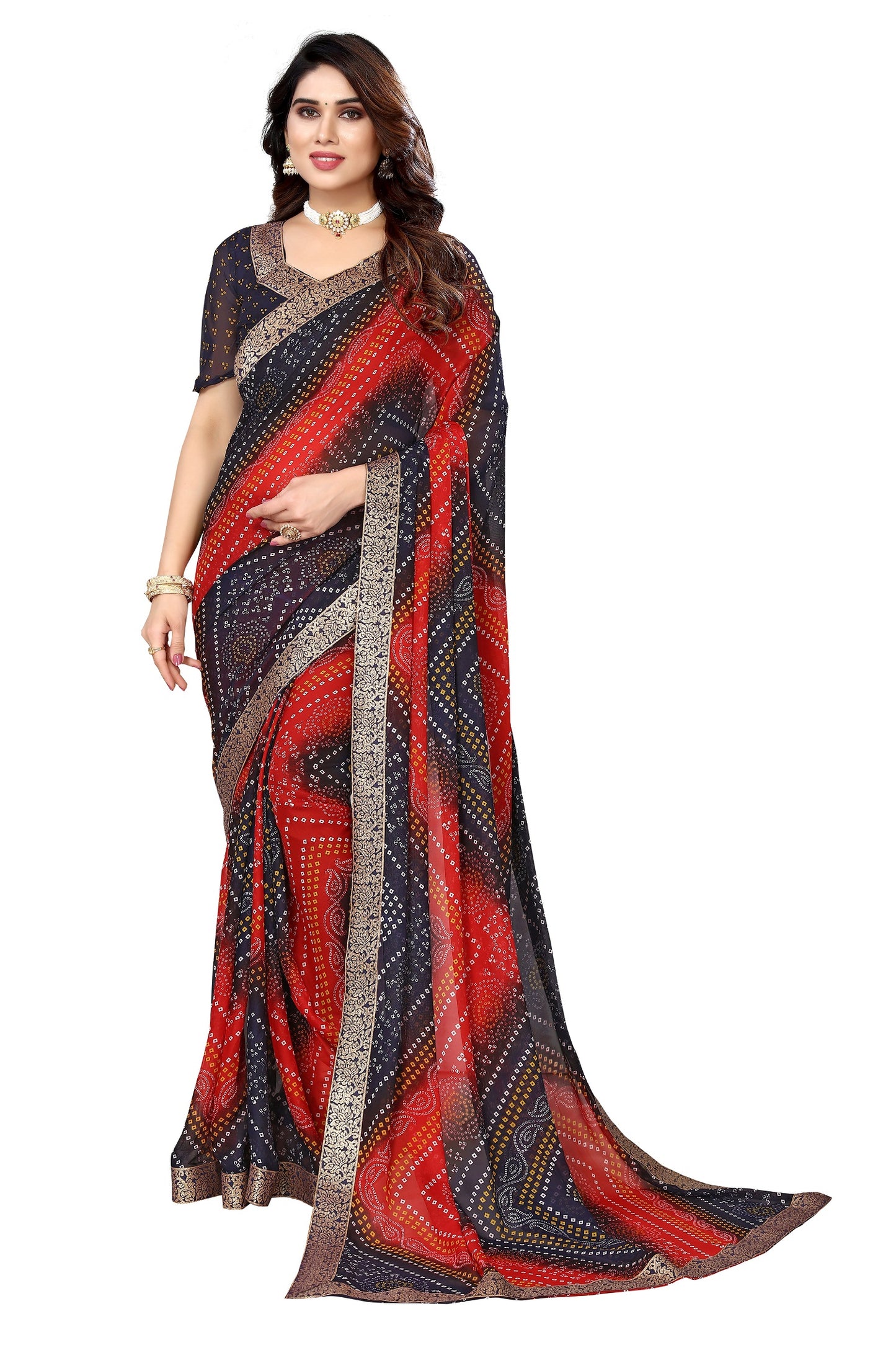 Supikart Elegant Georgette Saree with Blouse Piece