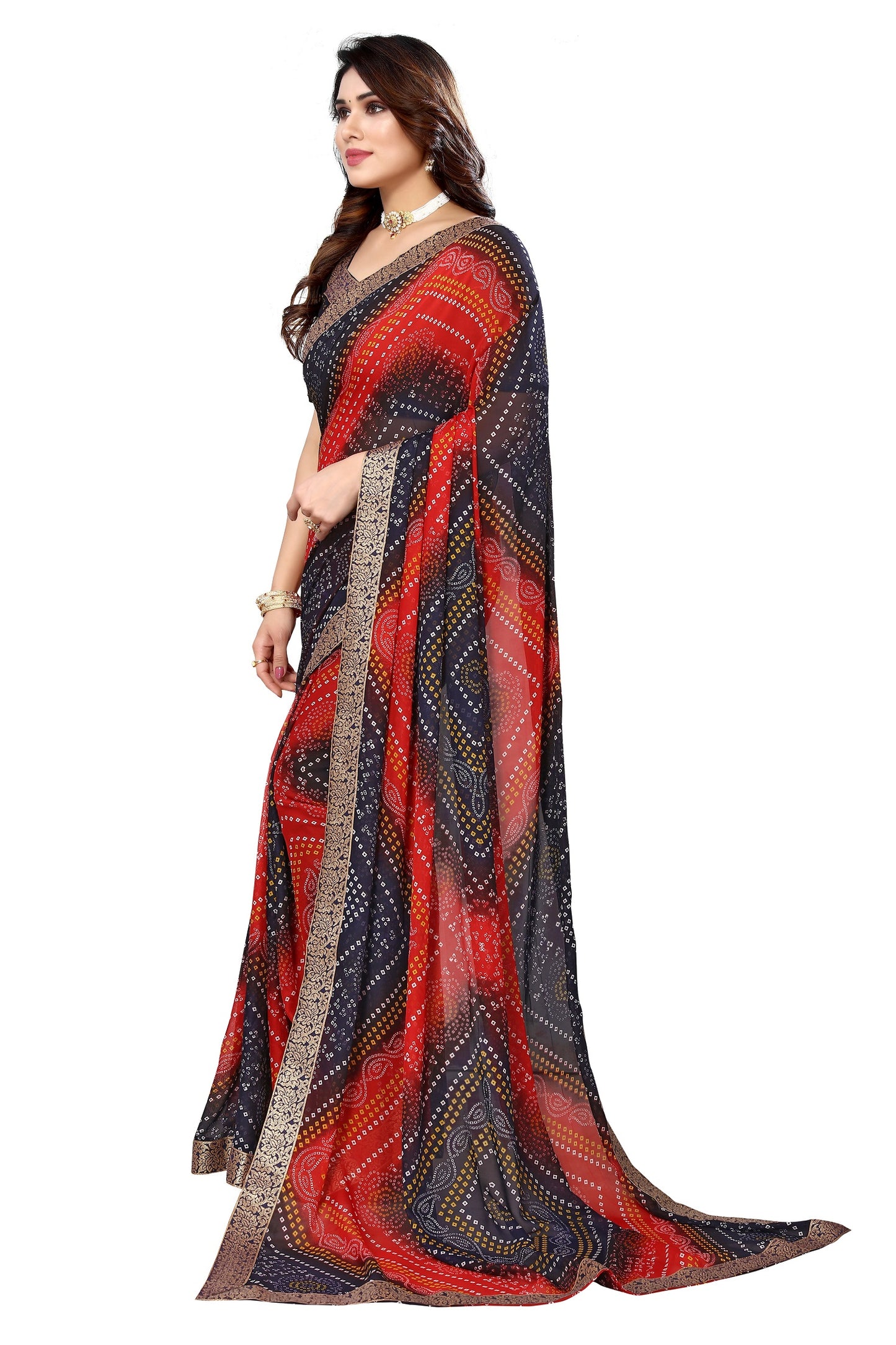 Supikart Elegant Georgette Saree with Blouse Piece