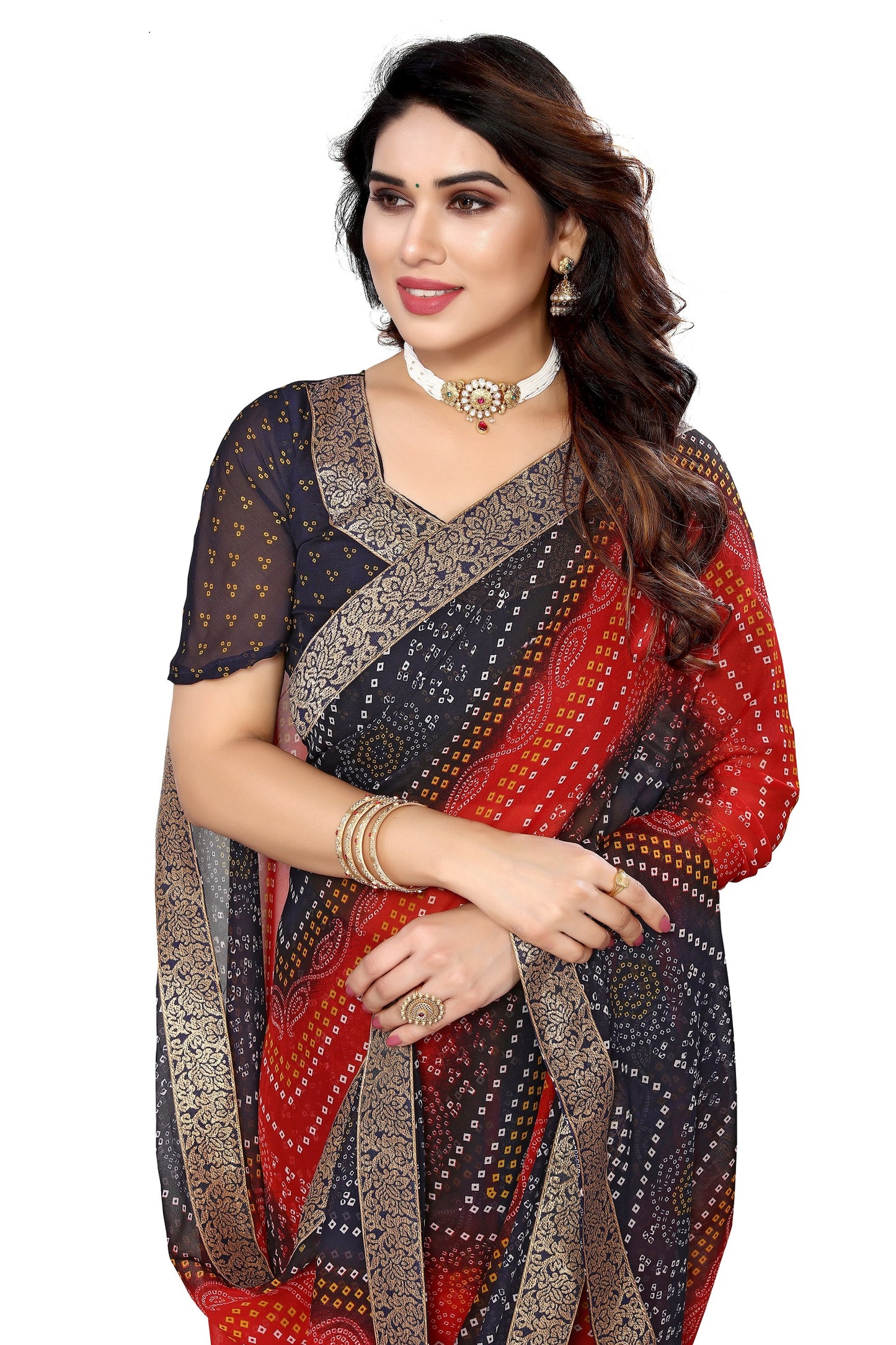 Supikart Elegant Georgette Saree with Blouse Piece